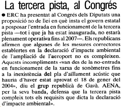 Noticia publicada en el diario EL PUNT el 14 de octubre de 2004
